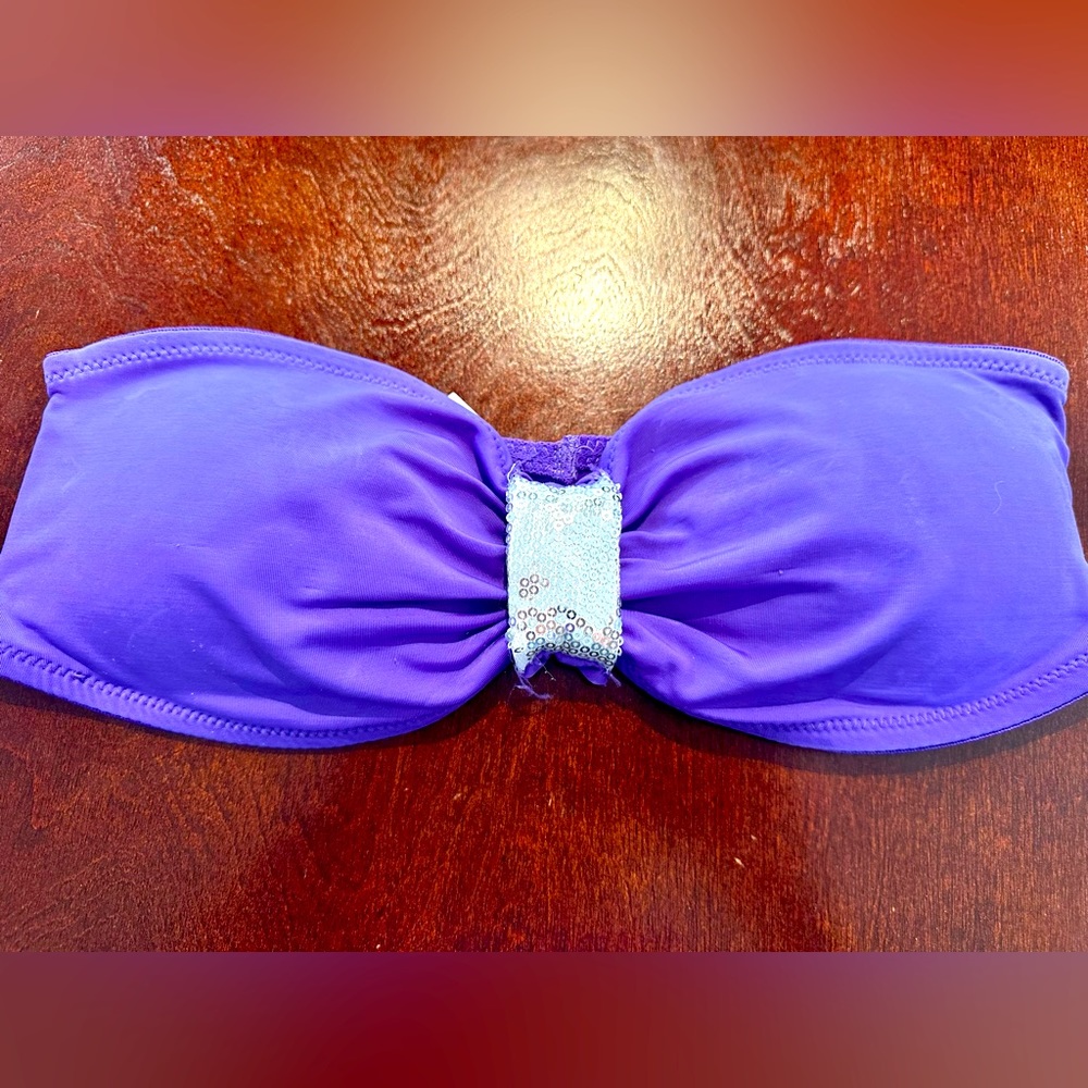 Purple sequin bandeau bikini top M